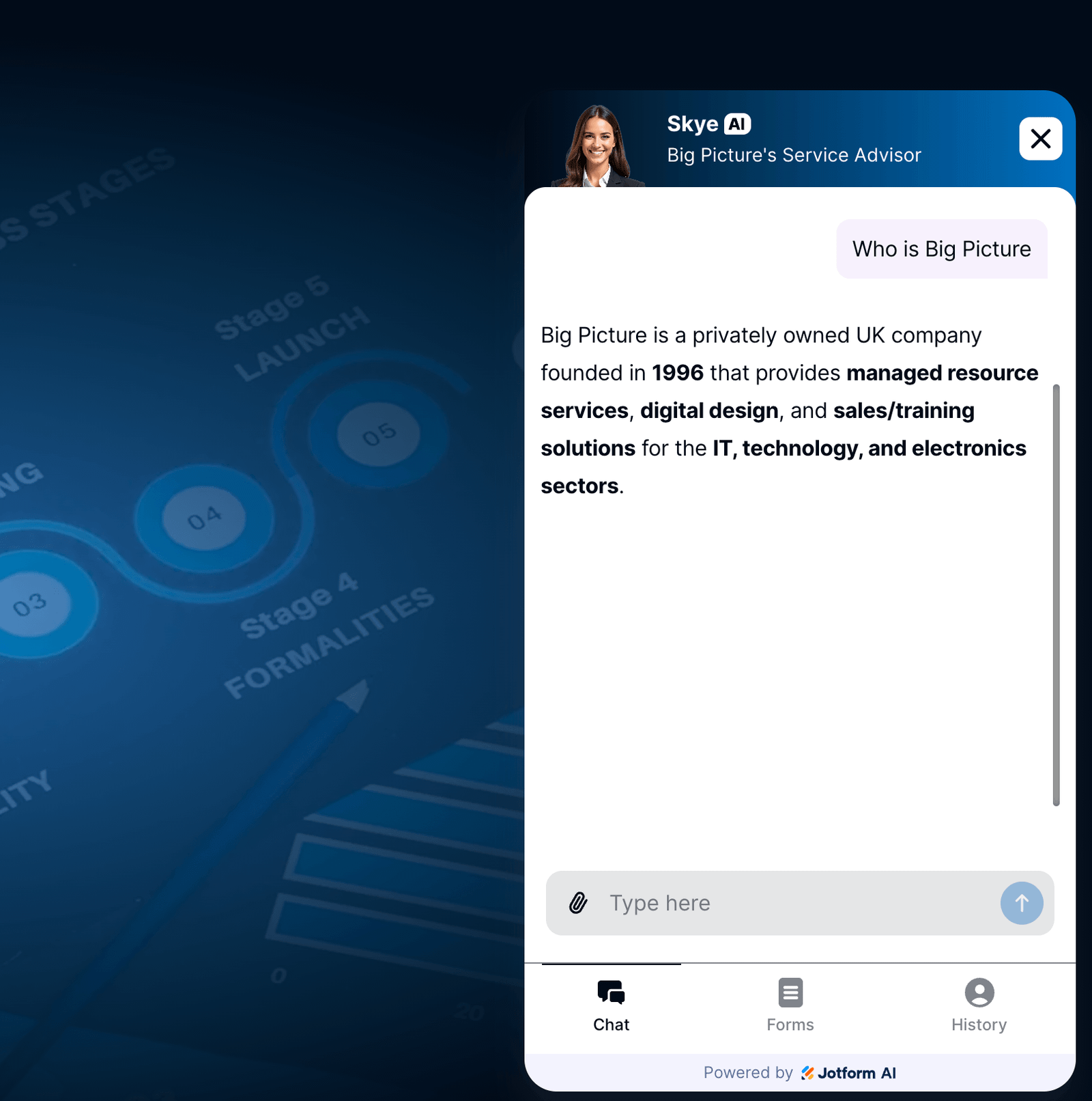 The AI assistant on the website