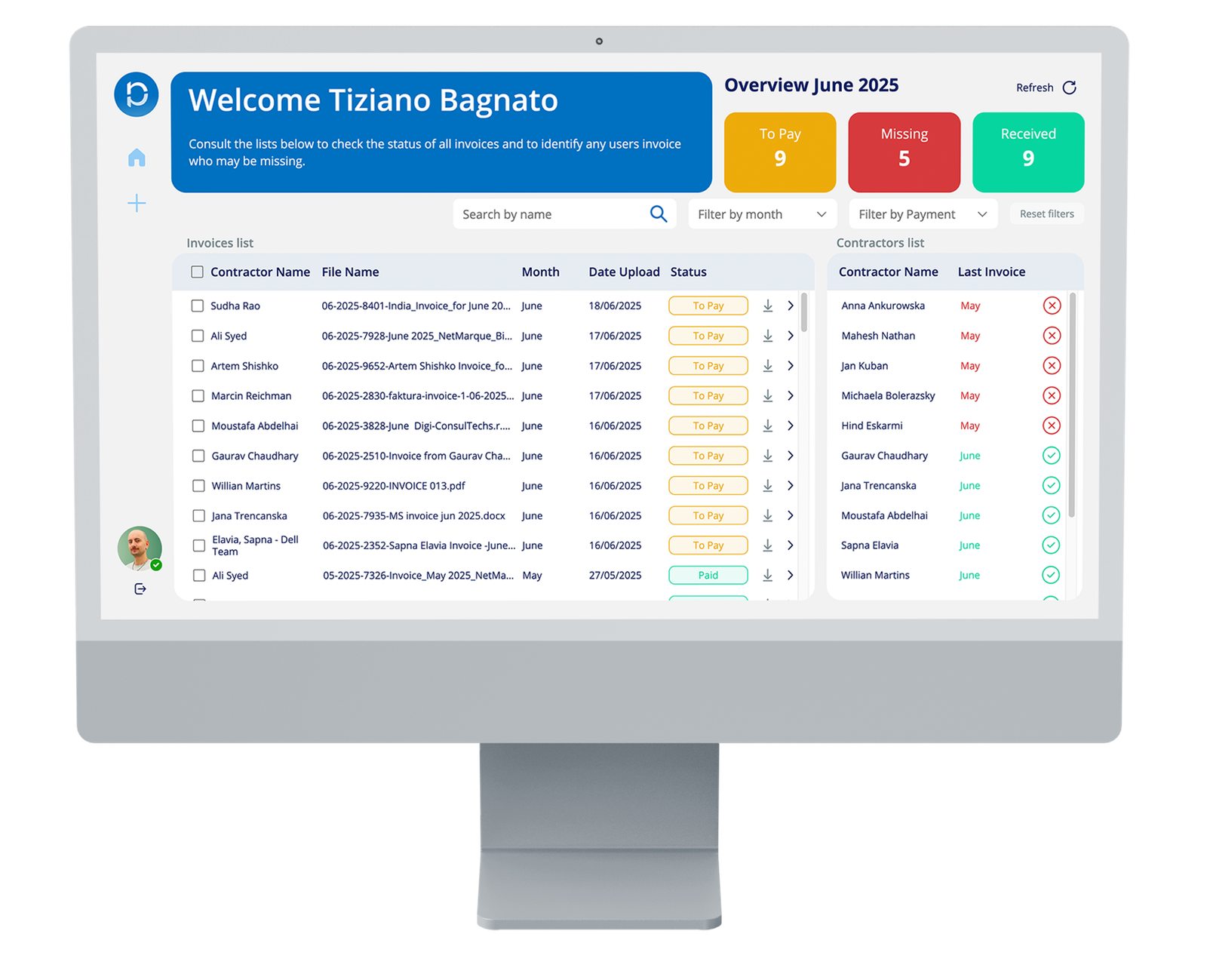 Finance Portal dashboard